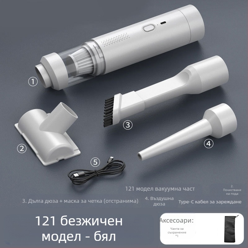 Ръчен автомобилен вакуум, безжичен, презареждащ се, 7.4V, 80W, всмукване 9000Pa
