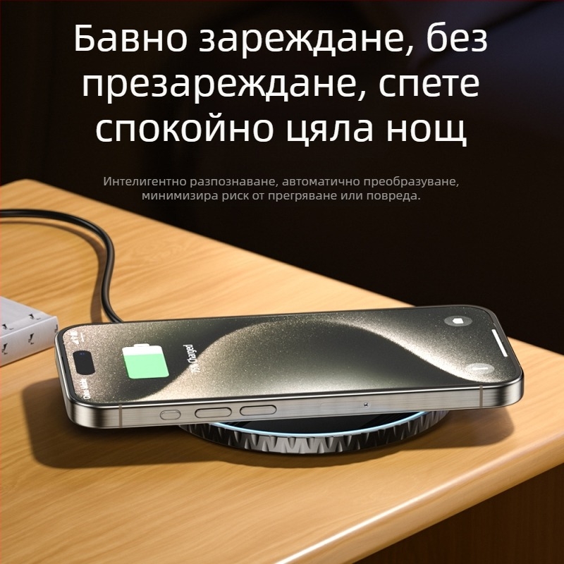 Toocki 3-в-1 настолно безжично зарядно 15W с PD протокол и магнитно зареждане, за Bluetooth слушалки и iPhone 15 серия