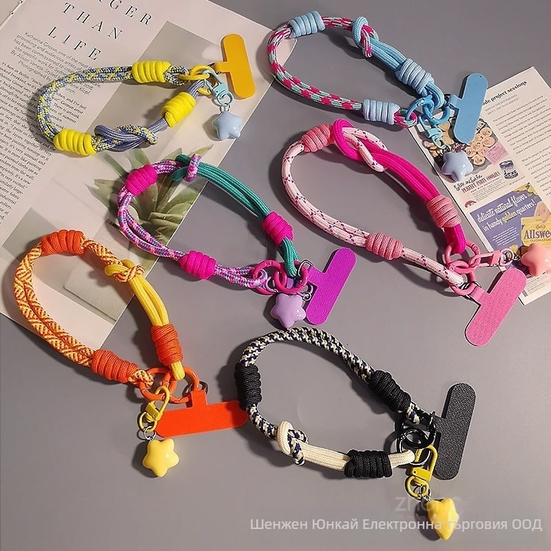 Телефонна каишка за китката и палеца — регулиема, плетена връв, ръчна изработка, мултифункционална, Zhenge