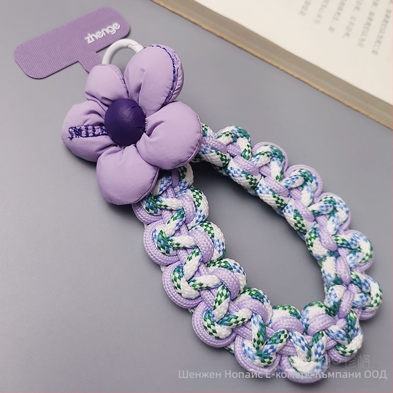 Телефонен ланярд, къс дебел тъкан шнур, ръчна изработка, дамски мултифункционален аксесоар с геометрична висулка