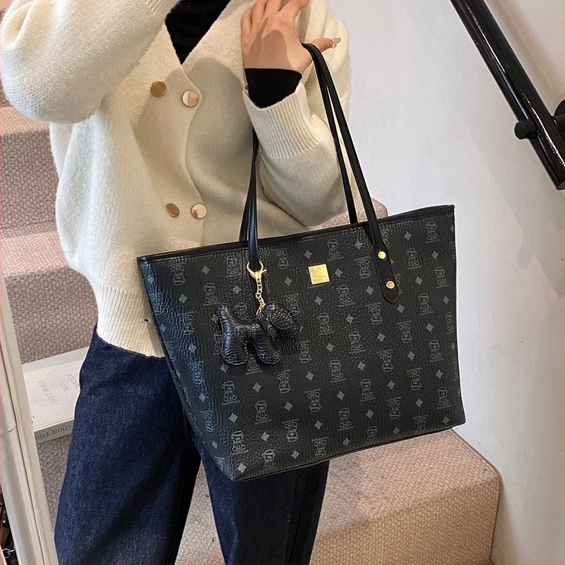 Дамска Tote чанта с голям капацитет, PU кожа, хоризонтално квадратна форма, цип за затваряне, подплатена полиестером, вътрешен джоб със цип