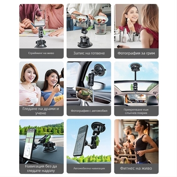 MagSafe магнитен държач за автомобил за мобилен телефон с вакуумна чашка – монтаж на таблото, за мобилен телефон, таблет и навигация, 15W