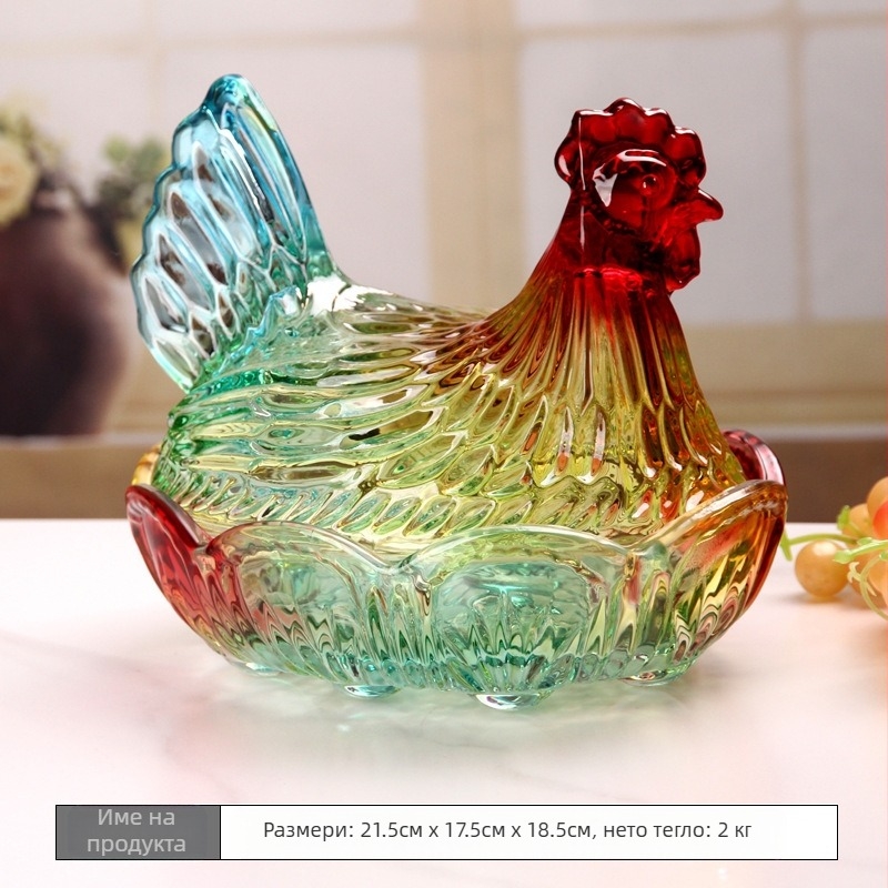 Стъклена плодова чиния, китайски стил, марка Flavinmci/flavinz, лято 2021, първокласно качество