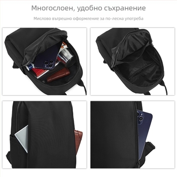 Мъжка мини раница, оксфорд плат, водоустойчива, капацитет под 20 л, уличен стил