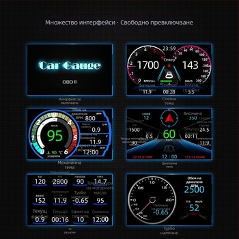 HUD автомобилен дисплей за предно виждане, GPS скоростомер, OBD, 4-инчов LED LCD тъч дисплей, модел F11