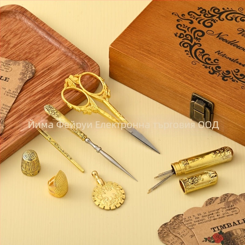 D&D дървена шевна кутия – стил Национален вятър / Дворцов стил, персонализирана