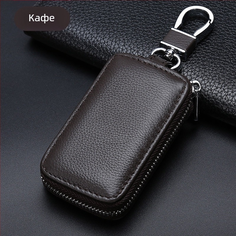Кожен калъф за автомобилни ключове, модел T0323, телешка кожа, универсален, прост стил