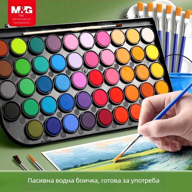 Гуаш пигментен комплект за рисуване — Morning Light твърди пигменти, кутия, основни материали