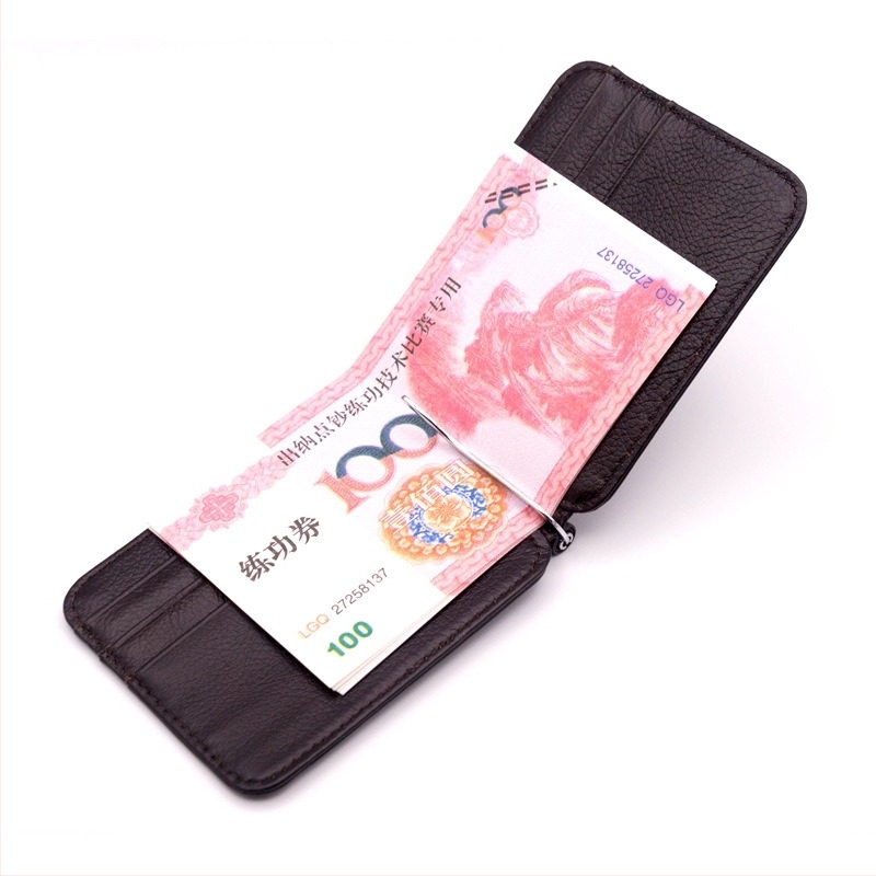 Мъжки портфейл с множество джобове за карти, от естествена кожа, първи слой телешка кожа, къс формат с монетник, полиестерна подплата