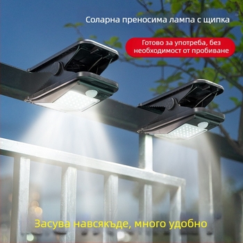 Соларна външна LED стенна лампа с детектор за движение за двор и градина
