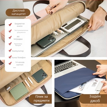 WINNER чанта за лаптоп с подплатен вътрешен слой - дишаща, водоустойчива и износоустойчива; полиестер с микрофибър; съвместима с Lenovo, Huawei MateBook 14, Dell и Asus