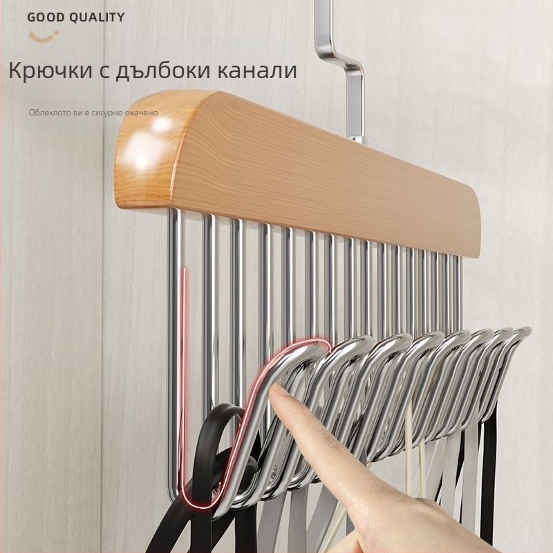 Дървена закачалка с 8 куки за бельо и потници – многофункционален органайзер от масивно дърво