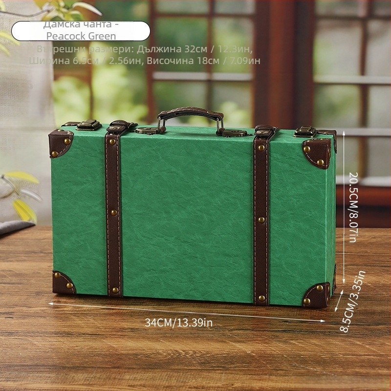 Дървен куфар за съхранение, модел 1120A, преносим, прахоустойчив, капацитет до 5 л, подходящ като реквизит за снимки и витрини