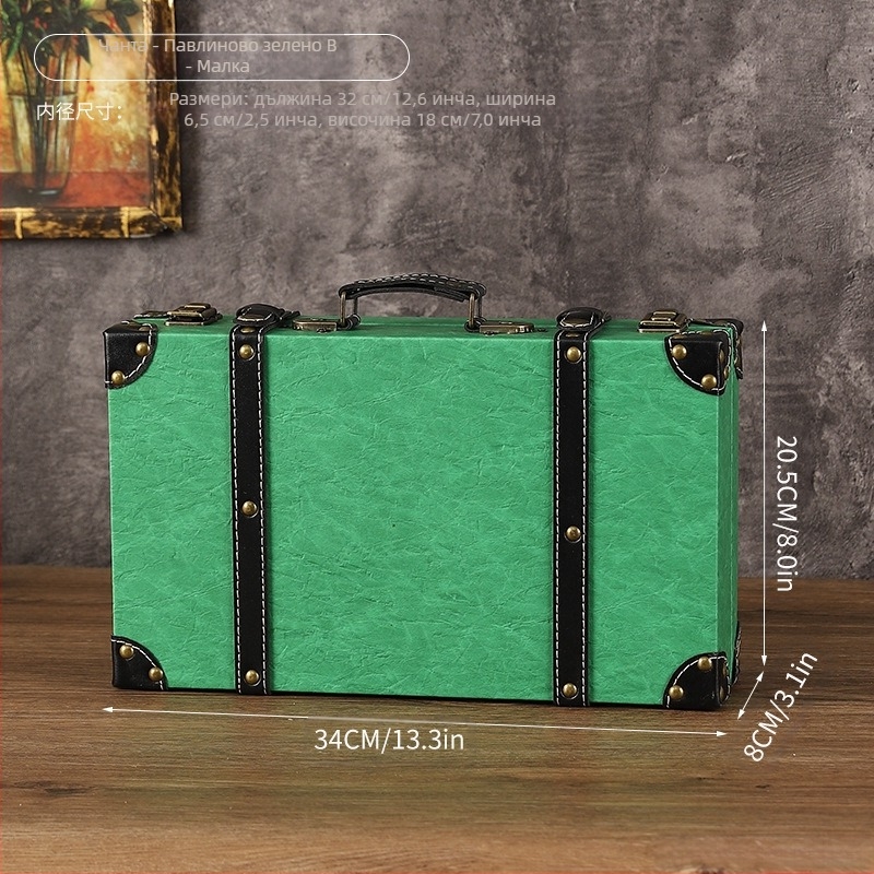 Дървен куфар за съхранение, модел 1120A, преносим, прахоустойчив, капацитет до 5 л, подходящ като реквизит за снимки и витрини