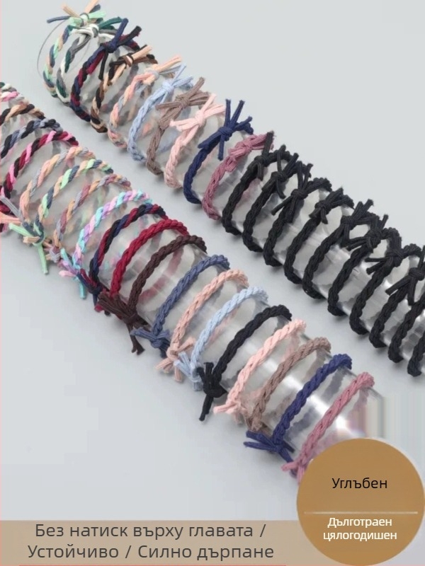 Аксесоар за коса - Връзка за коса с възли, смесени материали, ръчна изработка, естествен стил