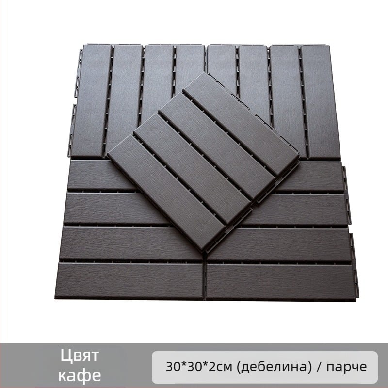 Пластмасов сглобяем настил (PP), дървесен релеф, антибактериален, за коридор, модерен стил