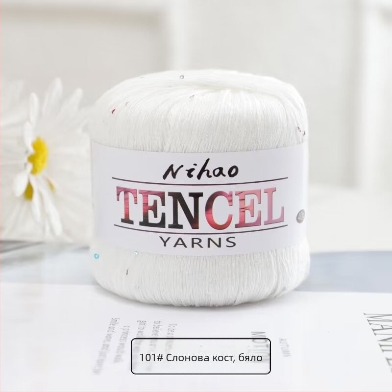 Прежда за ръчно плетене – Tencel Sequin Lace нишка, ринг-спининг, фънси прежда, групова нишка, Mu Pai