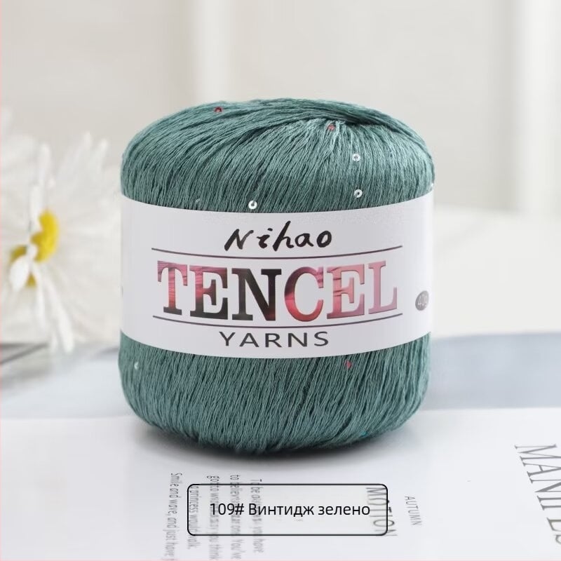 Прежда за ръчно плетене – Tencel Sequin Lace нишка, ринг-спининг, фънси прежда, групова нишка, Mu Pai
