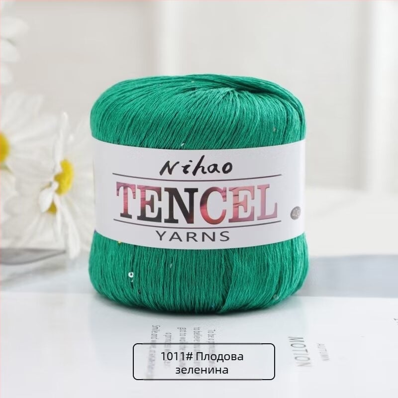 Прежда за ръчно плетене – Tencel Sequin Lace нишка, ринг-спининг, фънси прежда, групова нишка, Mu Pai