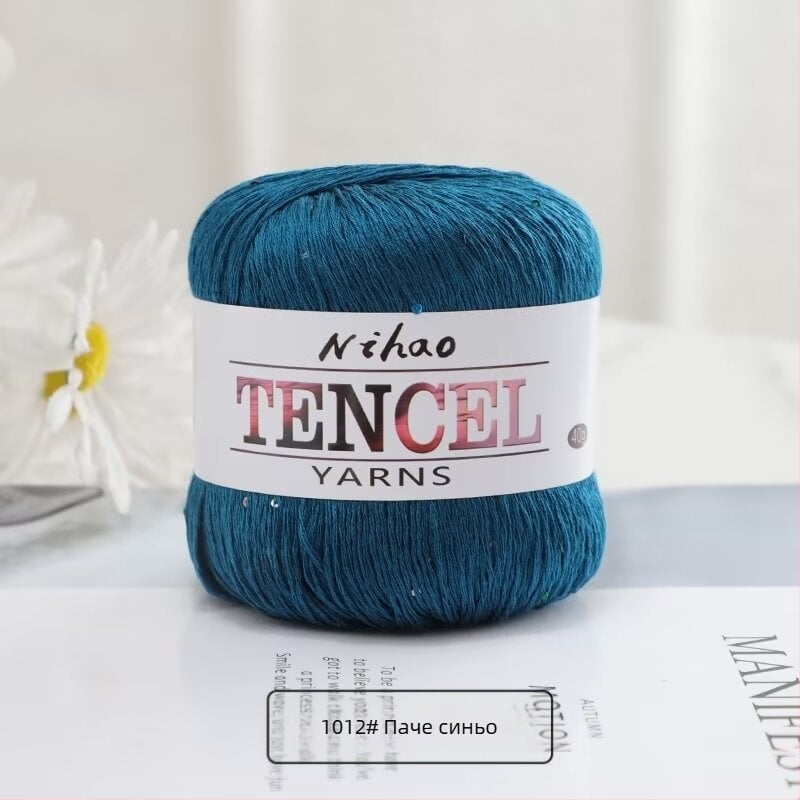 Прежда за ръчно плетене – Tencel Sequin Lace нишка, ринг-спининг, фънси прежда, групова нишка, Mu Pai