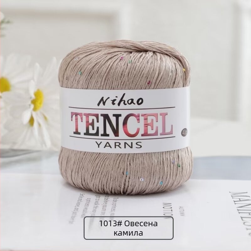 Прежда за ръчно плетене – Tencel Sequin Lace нишка, ринг-спининг, фънси прежда, групова нишка, Mu Pai