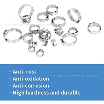Weijie неръждаема стомана безкрайна щипка за обици – единична обица‑пръстен, номинален диаметър 5–28.6, диаметър на захващане 5–28.6, обхват на приложение 7–21