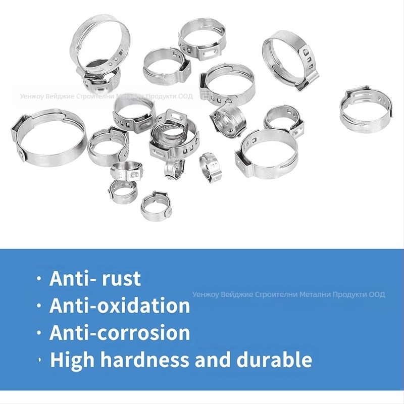 Weijie неръждаема стомана безкрайна щипка за обици – единична обица‑пръстен, номинален диаметър 5–28.6, диаметър на захващане 5–28.6, обхват на приложение 7–21