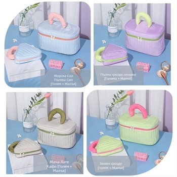 Козметична чанта, водоустойчива, ултра-лека, едноцветен дизайн, полиестерна подплата