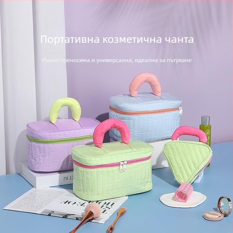 Козметична чанта, водоустойчива, ултра-лека, едноцветен дизайн, полиестерна подплата