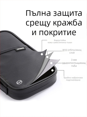 Портфейл за паспорти и документи от QISE – найлонов корпус, водоустойчив, против кражба, разширяем, подплата от найлон, бизнес пътуване, зимно издание 2023