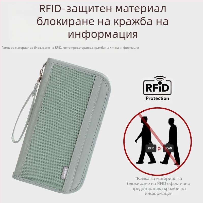 Лек паспорт чантичка с антикрадна защита, полиестер, ръчен дизайн, мултифункционален пътнически органайзер Nordic стил