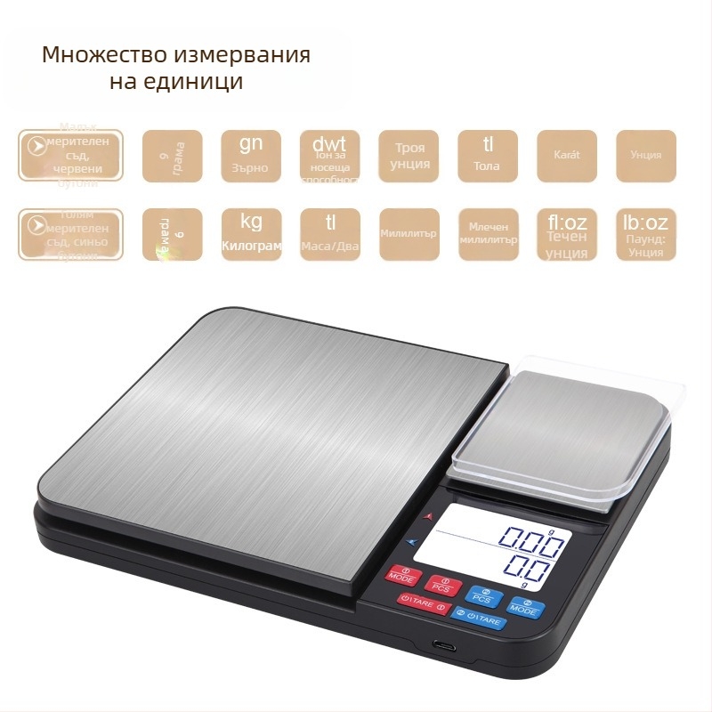 CX-918 Ювелирна електронна везна, диапазон на измерване 1 g–10 kg, електронно измерване, захранване от 4.5V батерия