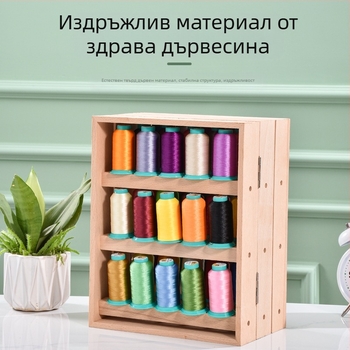 Дървен държач за конци с пагода дизайн – сгъваем стенен държач за шпули, модерен стил, Guofeng, аксесоар за занаяти