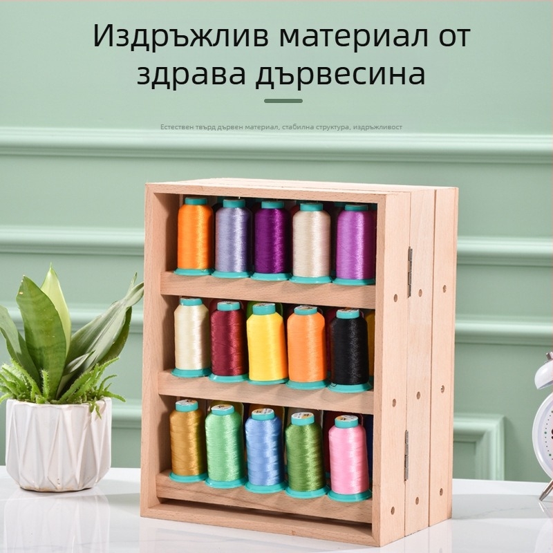 Дървен държач за конци с пагода дизайн – сгъваем стенен държач за шпули, модерен стил, Guofeng, аксесоар за занаяти