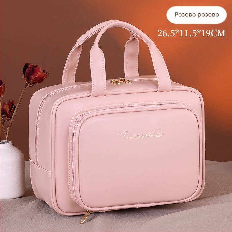 Козметична чанта с голям капацитет и преградни отделения, водоустойчива, PU материал, преносима за пътуване