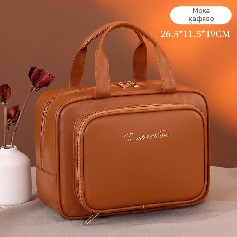 Козметична чанта с голям капацитет и преградни отделения, водоустойчива, PU материал, преносима за пътуване
