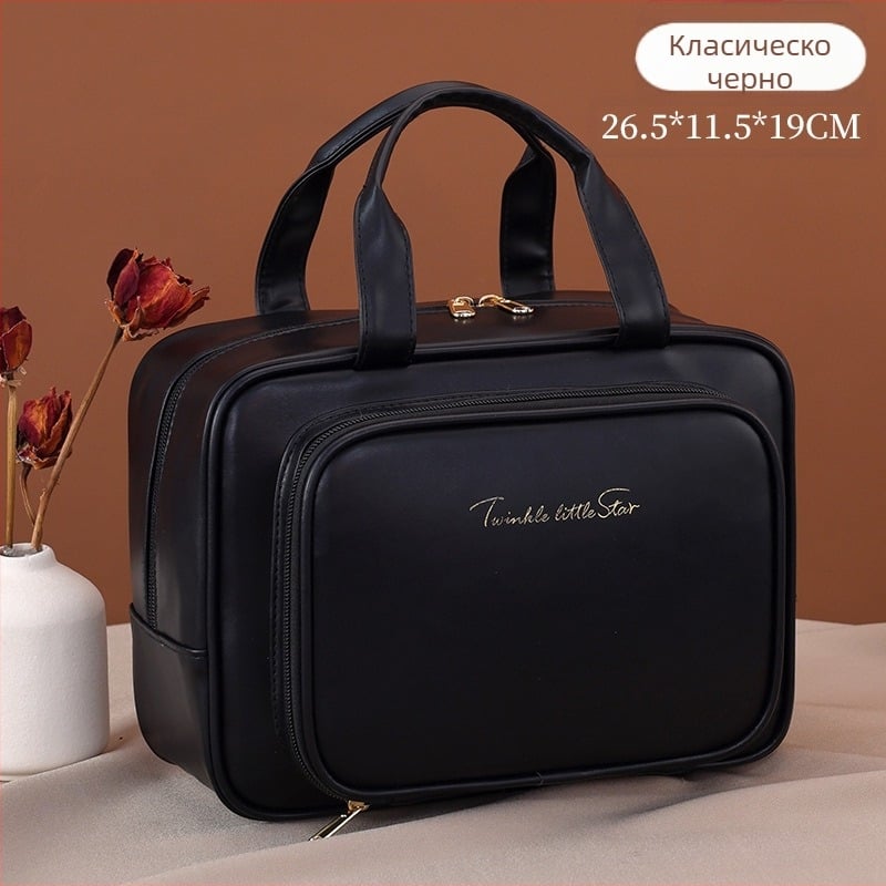 Козметична чанта с голям капацитет и преградни отделения, водоустойчива, PU материал, преносима за пътуване