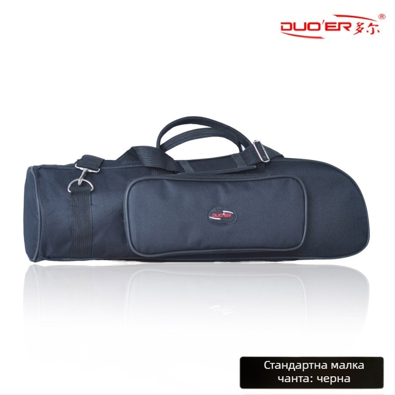 Чанта за музикален инструмент за тромпет с Oxford плат, водоустойчива, извита презрамка за рамо, изпъкнал външен джоб, подплата от нетъкан текстил