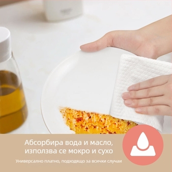 Kelin кухненски кърпи от нетъкан материал, за мокро и сухо използване, релефни, абсорбират вода, маслоустойчиви, 50 листа/ролка, 60 г/м²