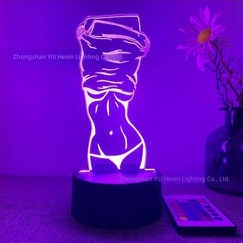 3D нощна лампа, секси аниме красавица серия, подарък, управление чрез докосване и дистанционно, 16 различни цветове