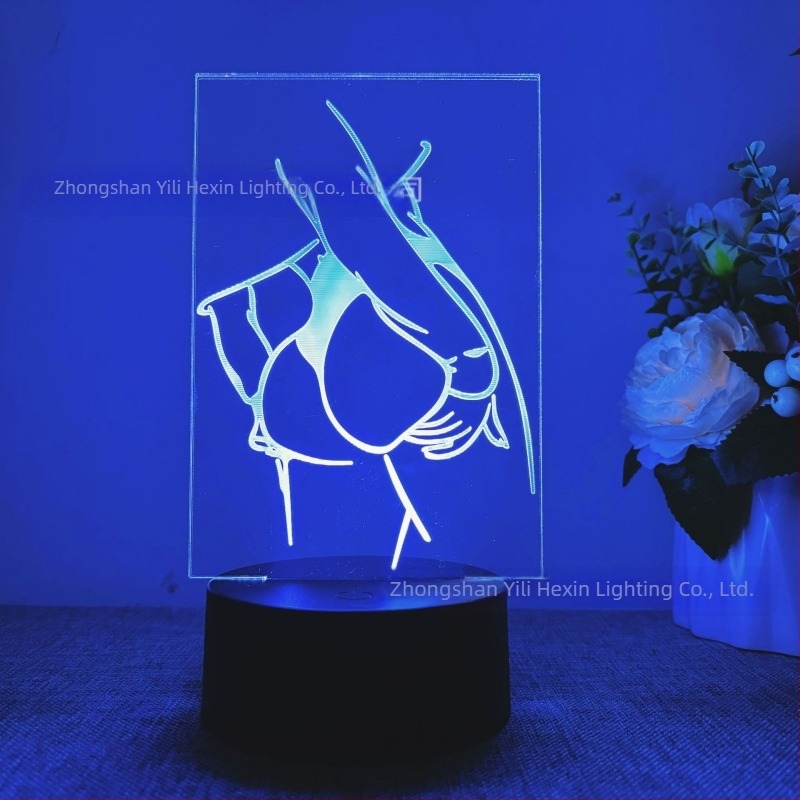 3D нощна лампа, секси аниме красавица серия, подарък, управление чрез докосване и дистанционно, 16 различни цветове