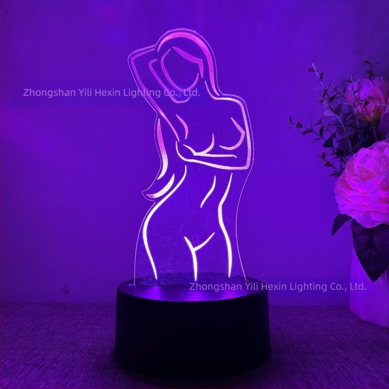 3D нощна лампа, секси аниме красавица серия, подарък, управление чрез докосване и дистанционно, 16 различни цветове