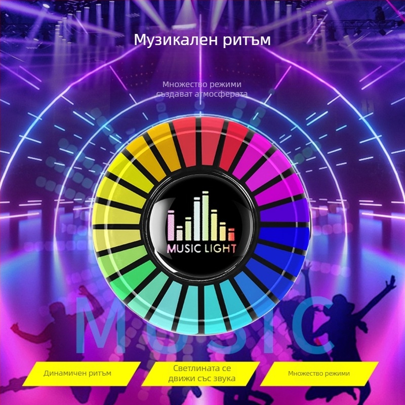 Автомобилна амбиентна светлина за въздушен отвор, светлина с вибрационен ритъм и контрол на звука (5V, qfd111, Kevanly)