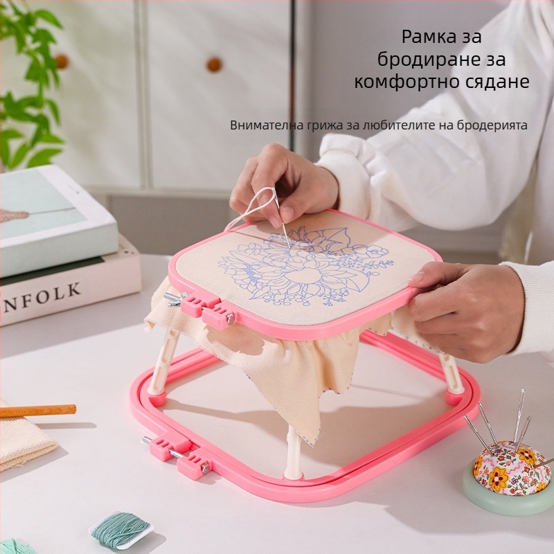 Qingfei ABS пластмасова двойно-слойна регулируема френска настолна рамка за бродерия с кръстат бод