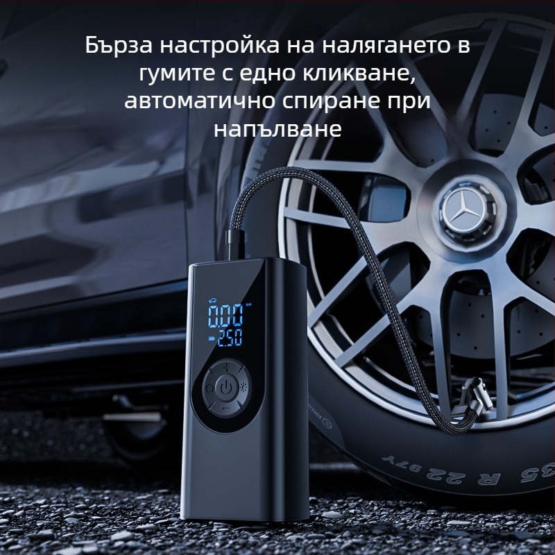 Shunwei безжична автомобилна помпа за надуване с цифров дисплей, 11.1V, 100W, USB-C захранване