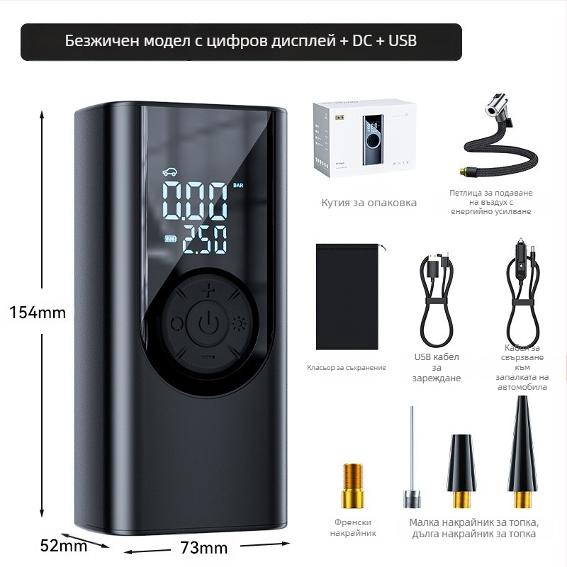 Shunwei безжична автомобилна помпа за надуване с цифров дисплей, 11.1V, 100W, USB-C захранване