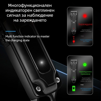 Kemei KM-1071 Професионален електрически подстригвач с USB зареждане, мотор с четки, режеща глава от неръждаема стомана, ABS корпус, вградена батерия 1200–2000mAh, време за работа 1–3 ч