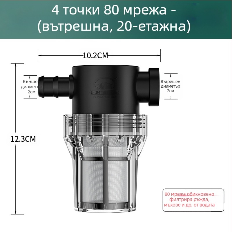 Предфилтър за водопроводна вода – неръждаема стомана филтър, ниво 1 филтрация, премахване на накип и утайки, заменяем филтърен елемент