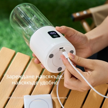 Преносима чаша за сок 500 ml, вградена батерия, 35W, 18001–20000 rpm, 5+ ножове, LCD дисплей