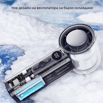 Vitesse ръчен вентилатор с ледено охлаждане, USB, високоскоростен турбинен дизайн, прозрачен стил Mecha, летен компактен вентилатор